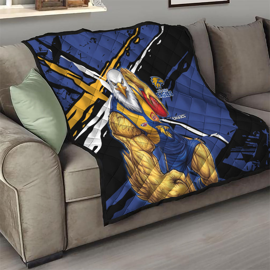West Coast Eagles Quilt Eagles Muscular Mascot Graphic - Abstract Paint Splatter Art