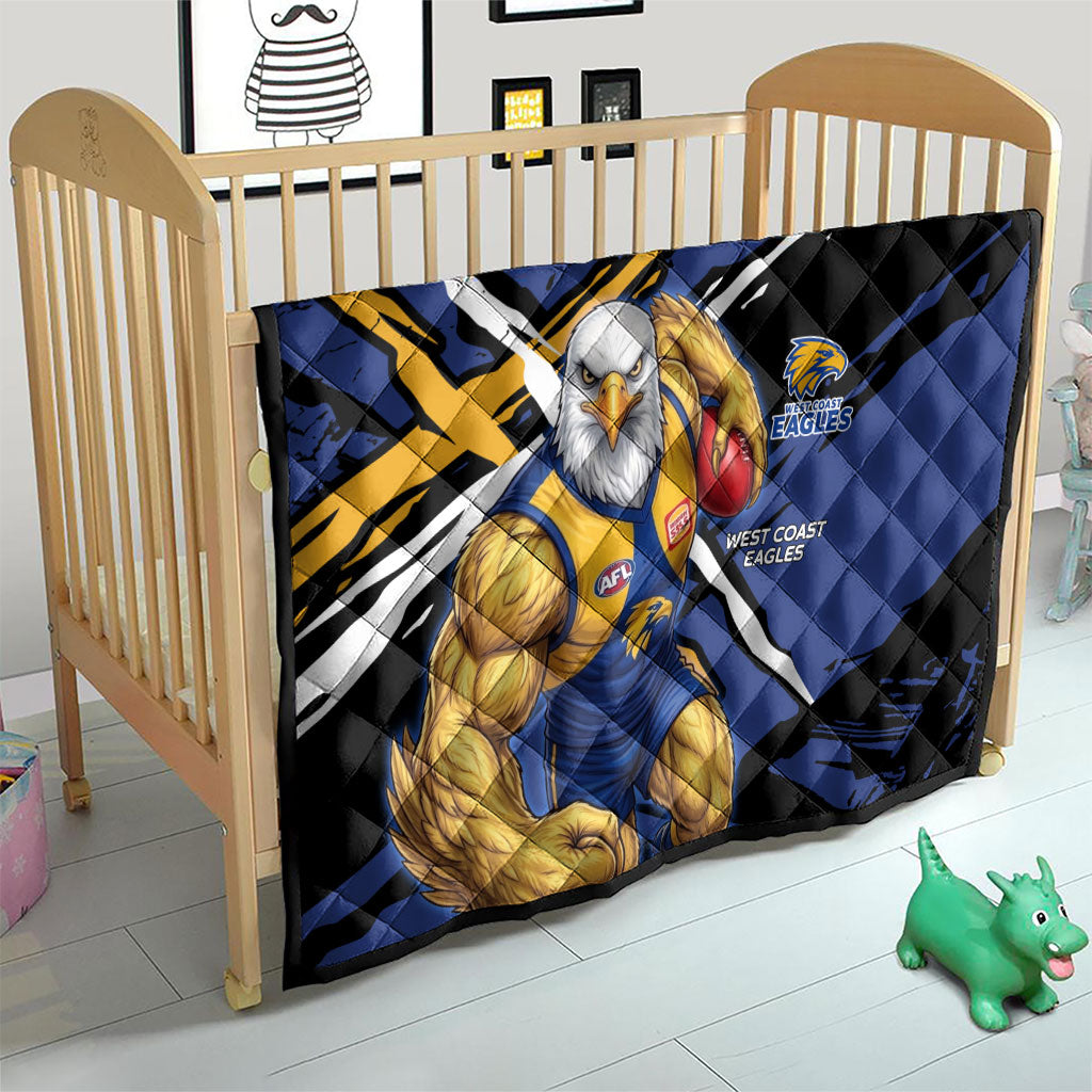 West Coast Eagles Quilt Eagles Muscular Mascot Graphic - Abstract Paint Splatter Art