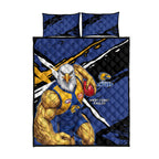 West Coast Eagles Quilt Bed Set Eagles Muscular Mascot Graphic - Abstract Paint Splatter Art