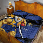 West Coast Eagles Quilt Bed Set Eagles Muscular Mascot Graphic - Abstract Paint Splatter Art