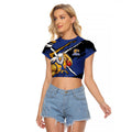 West Coast Eagles Raglan Cropped T Shirt Eagles Muscular Mascot Graphic - Abstract Paint Splatter Art