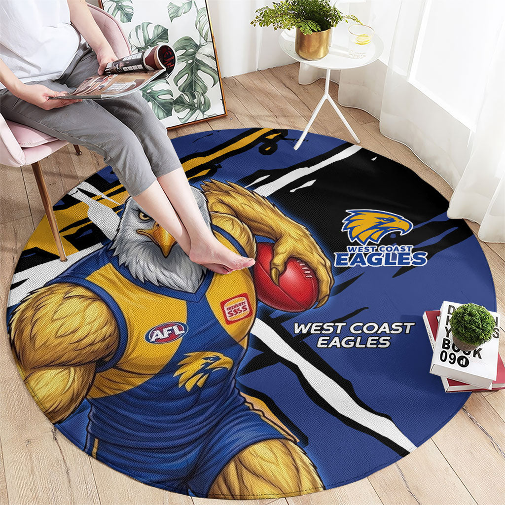 West Coast Eagles Round Carpet Eagles Muscular Mascot Graphic - Abstract Paint Splatter Art