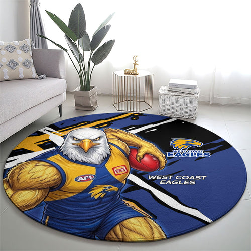 West Coast Eagles Round Carpet Eagles Muscular Mascot Graphic - Abstract Paint Splatter Art