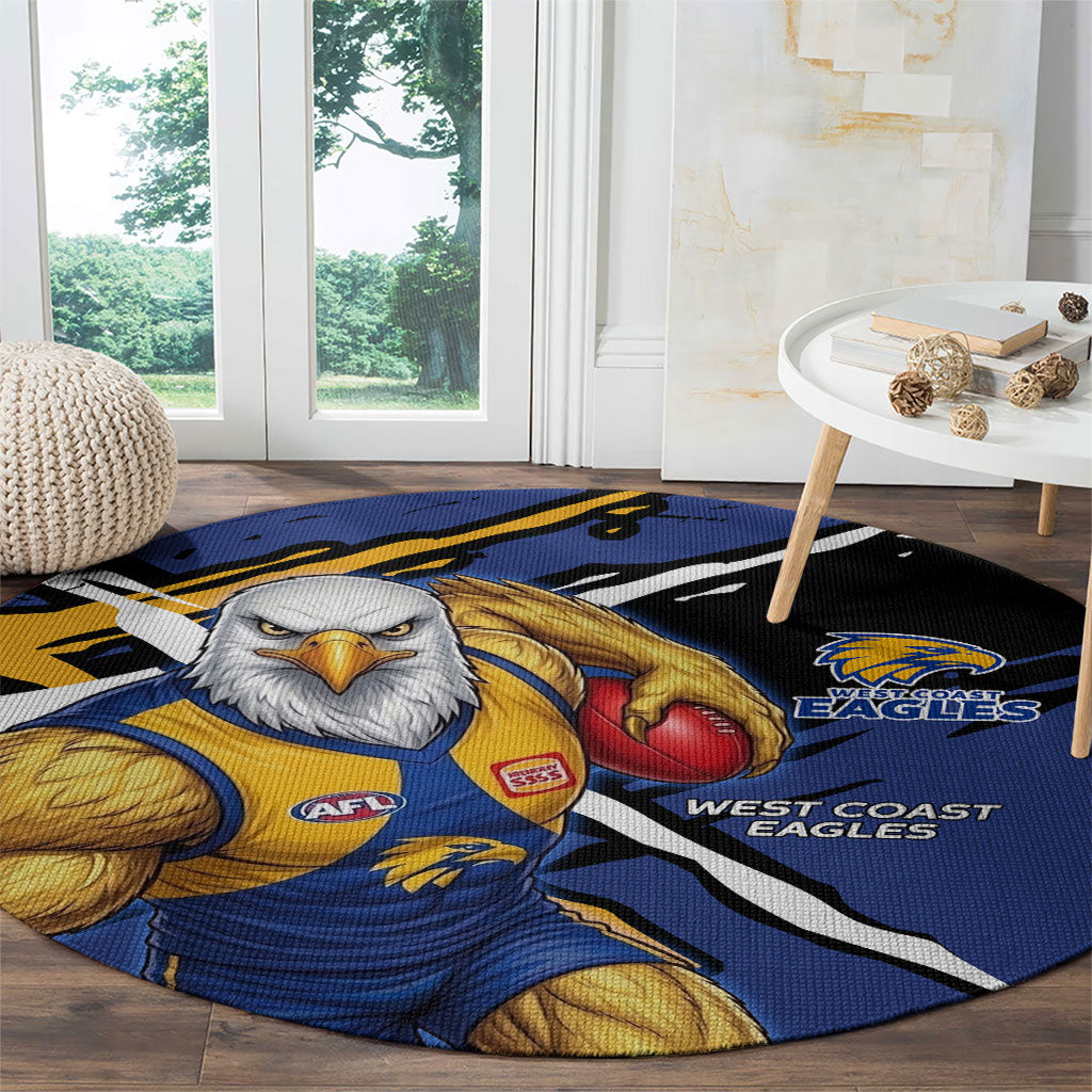 West Coast Eagles Round Carpet Eagles Muscular Mascot Graphic - Abstract Paint Splatter Art
