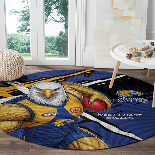 West Coast Eagles Round Carpet Eagles Muscular Mascot Graphic - Abstract Paint Splatter Art