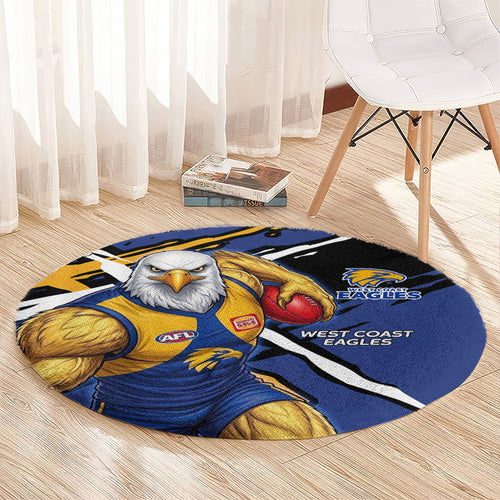 West Coast Eagles Round Carpet Eagles Muscular Mascot Graphic - Abstract Paint Splatter Art