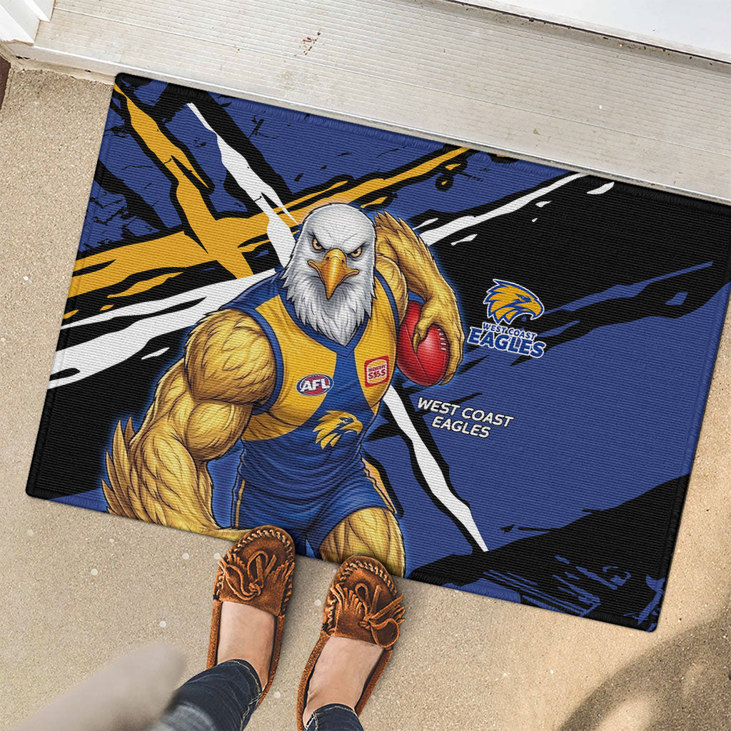 West Coast Eagles Rubber Doormat Eagles Muscular Mascot Graphic - Abstract Paint Splatter Art