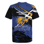 West Coast Eagles Rugby Jersey Eagles Muscular Mascot Graphic - Abstract Paint Splatter Art