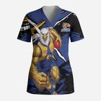 West Coast Eagles Scrub Top Eagles Muscular Mascot Graphic - Abstract Paint Splatter Art