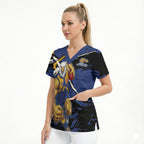 West Coast Eagles Scrub Top Eagles Muscular Mascot Graphic - Abstract Paint Splatter Art