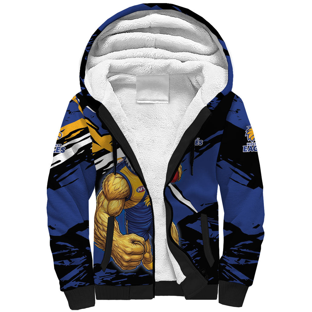 West Coast Eagles Sherpa Hoodie Eagles Muscular Mascot Graphic - Abstract Paint Splatter Art
