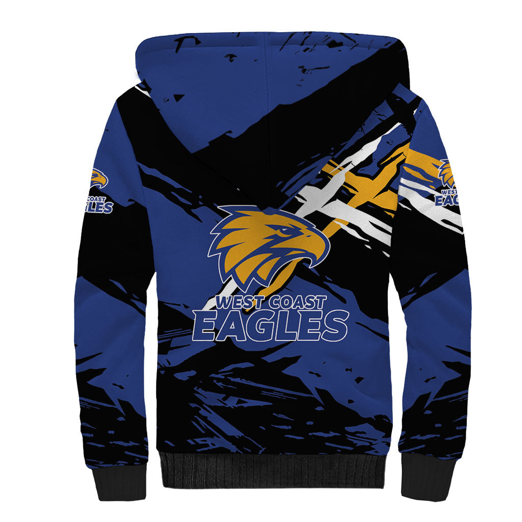 West Coast Eagles Sherpa Hoodie Eagles Muscular Mascot Graphic - Abstract Paint Splatter Art