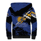 West Coast Eagles Sherpa Hoodie Eagles Muscular Mascot Graphic - Abstract Paint Splatter Art