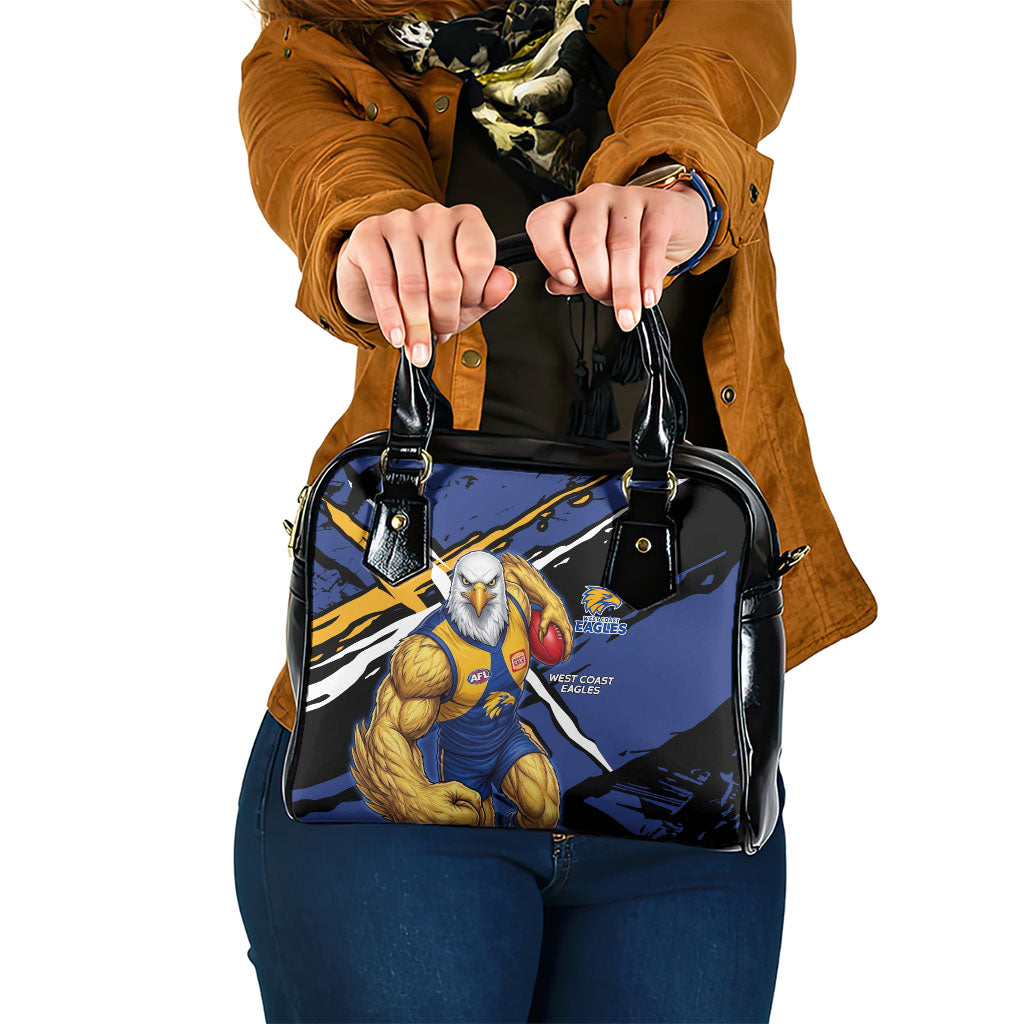 West Coast Eagles Shoulder Handbag Eagles Muscular Mascot Graphic - Abstract Paint Splatter Art