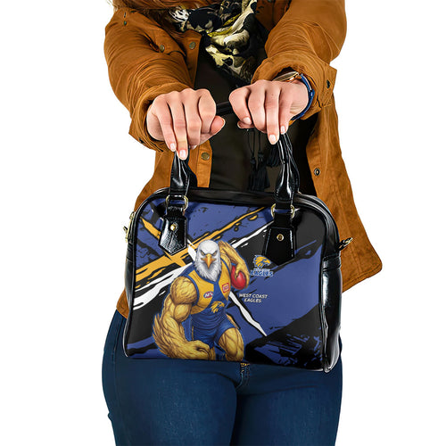 West Coast Eagles Shoulder Handbag Eagles Muscular Mascot Graphic - Abstract Paint Splatter Art