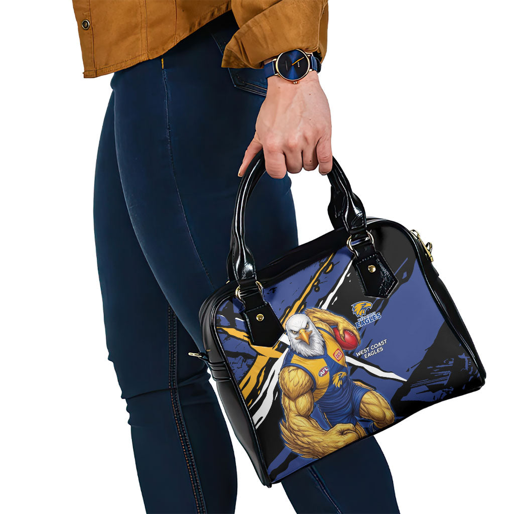 West Coast Eagles Shoulder Handbag Eagles Muscular Mascot Graphic - Abstract Paint Splatter Art