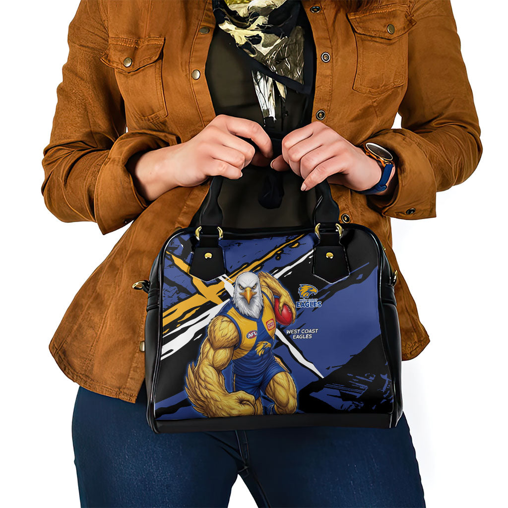 West Coast Eagles Shoulder Handbag Eagles Muscular Mascot Graphic - Abstract Paint Splatter Art