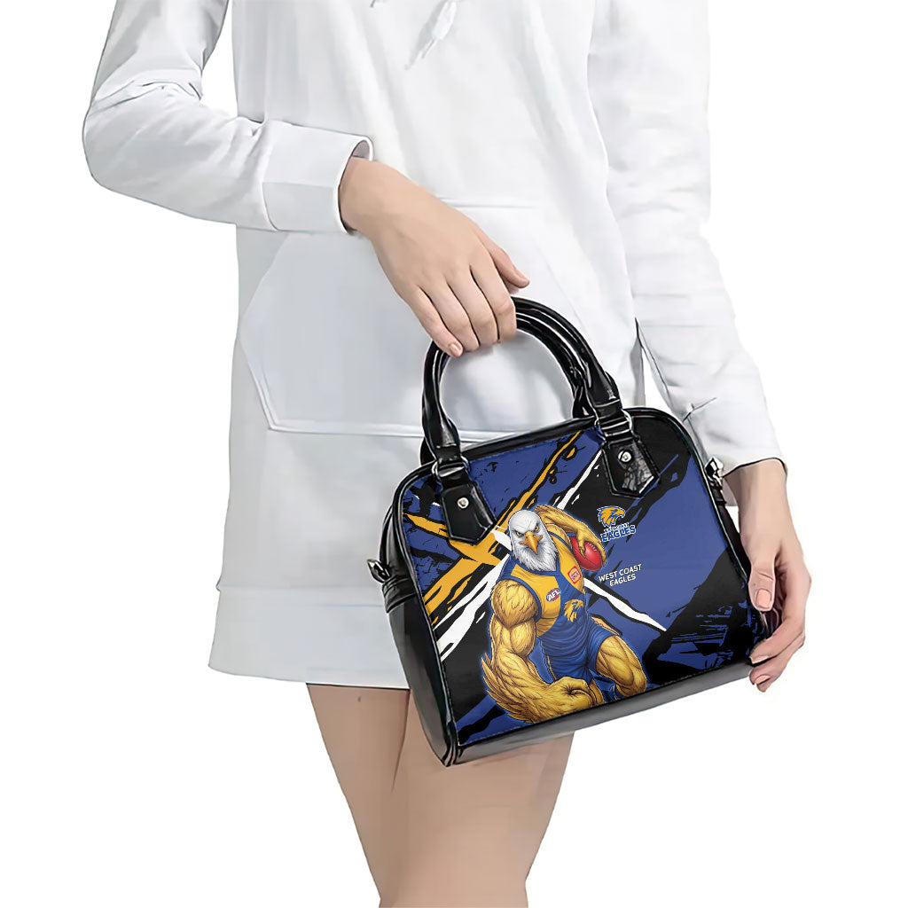 West Coast Eagles Shoulder Handbag Eagles Muscular Mascot Graphic - Abstract Paint Splatter Art