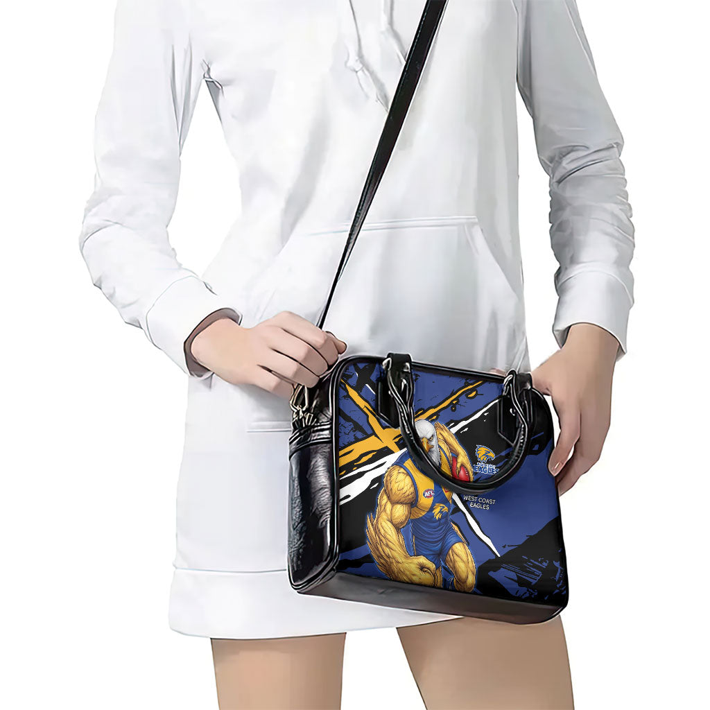 West Coast Eagles Shoulder Handbag Eagles Muscular Mascot Graphic - Abstract Paint Splatter Art