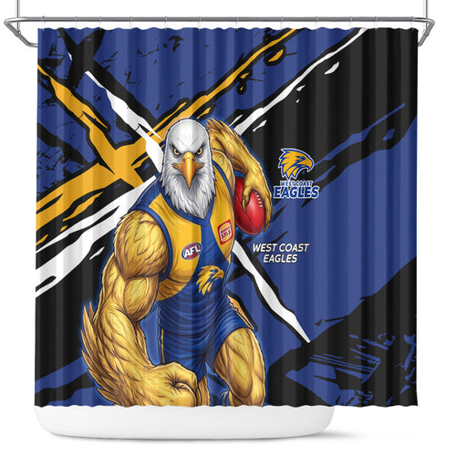West Coast Eagles Shower Curtain Eagles Muscular Mascot Graphic - Abstract Paint Splatter Art