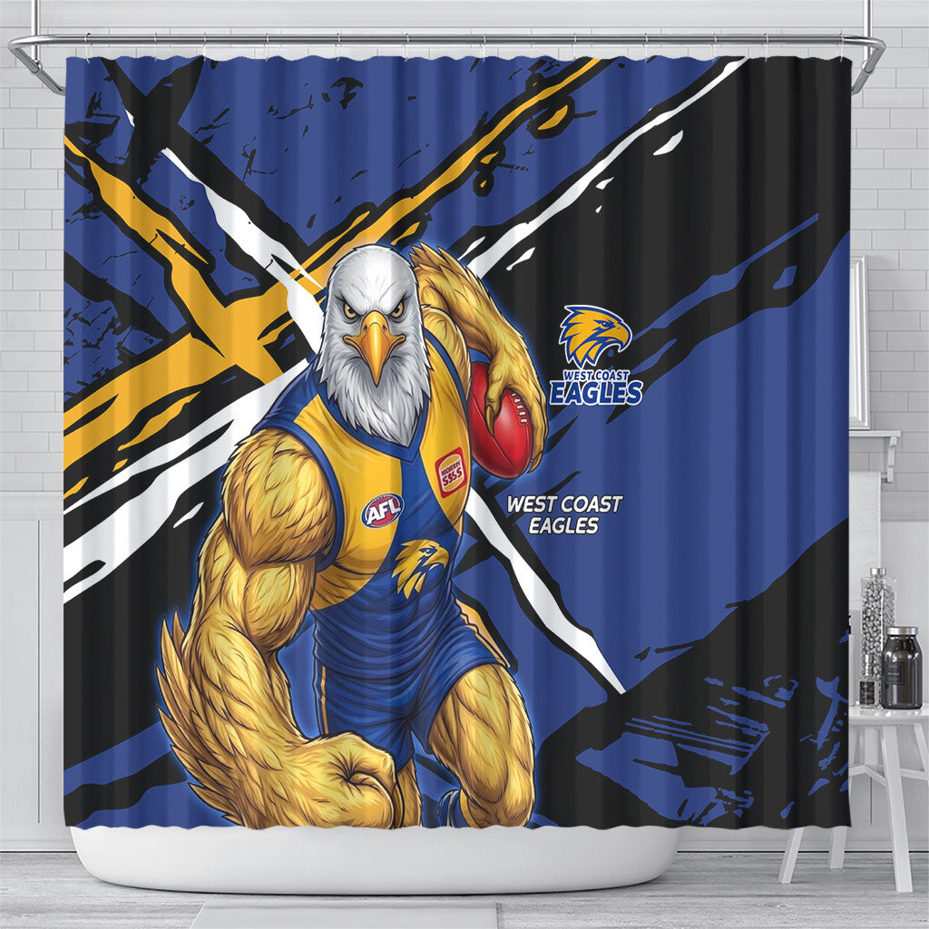 West Coast Eagles Shower Curtain Eagles Muscular Mascot Graphic - Abstract Paint Splatter Art