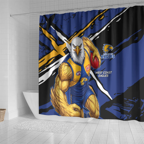 West Coast Eagles Shower Curtain Eagles Muscular Mascot Graphic - Abstract Paint Splatter Art