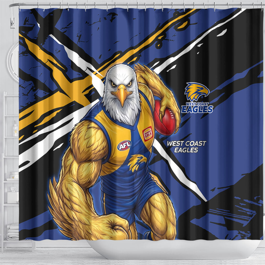 West Coast Eagles Shower Curtain Eagles Muscular Mascot Graphic - Abstract Paint Splatter Art