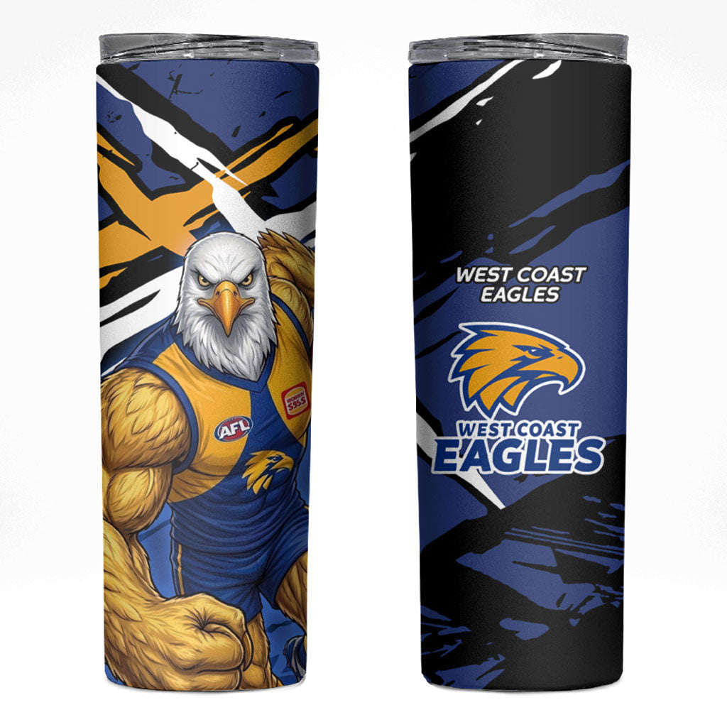 West Coast Eagles Skinny Tumbler Eagles Muscular Mascot Graphic - Abstract Paint Splatter Art
