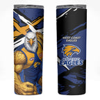 West Coast Eagles Skinny Tumbler Eagles Muscular Mascot Graphic - Abstract Paint Splatter Art