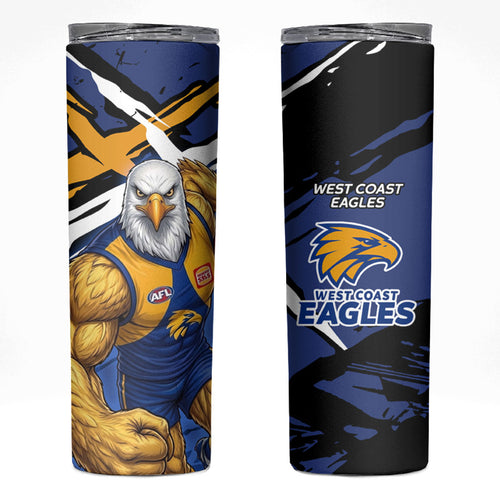 West Coast Eagles Skinny Tumbler Eagles Muscular Mascot Graphic - Abstract Paint Splatter Art