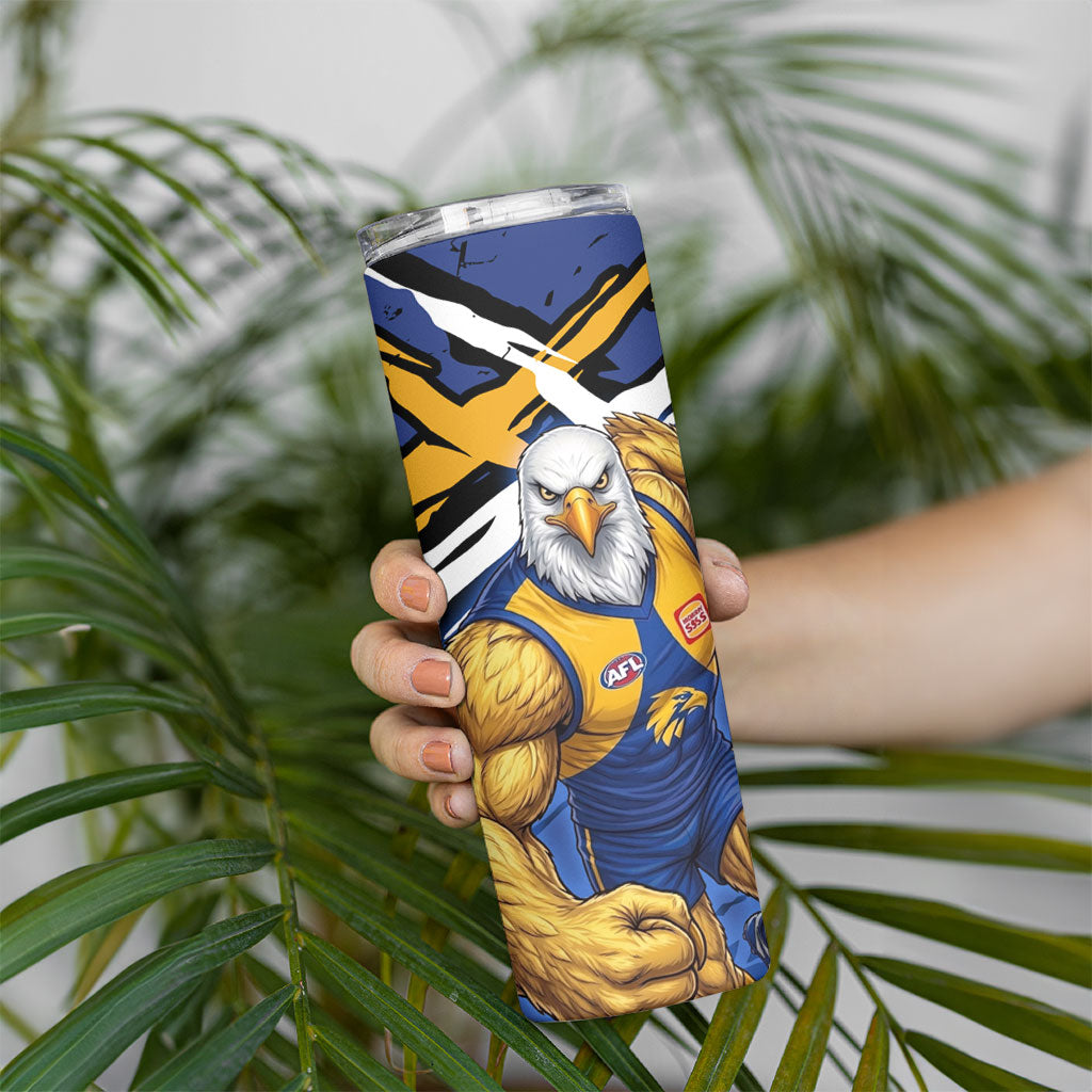 West Coast Eagles Skinny Tumbler Eagles Muscular Mascot Graphic - Abstract Paint Splatter Art