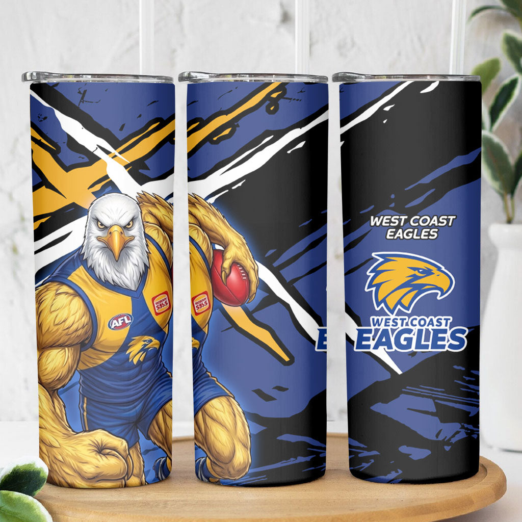 West Coast Eagles Skinny Tumbler Eagles Muscular Mascot Graphic - Abstract Paint Splatter Art