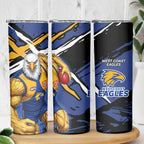 West Coast Eagles Skinny Tumbler Eagles Muscular Mascot Graphic - Abstract Paint Splatter Art