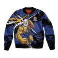 West Coast Eagles Sleeve Zip Bomber Jacket Eagles Muscular Mascot Graphic - Abstract Paint Splatter Art