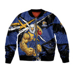 West Coast Eagles Sleeve Zip Bomber Jacket Eagles Muscular Mascot Graphic - Abstract Paint Splatter Art