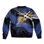 West Coast Eagles Sleeve Zip Bomber Jacket Eagles Muscular Mascot Graphic - Abstract Paint Splatter Art