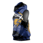 West Coast Eagles Sleeveless Hoodie Eagles Muscular Mascot Graphic - Abstract Paint Splatter Art