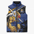 West Coast Eagles Sleeveless Puffer Jacket Eagles Muscular Mascot Graphic - Abstract Paint Splatter Art