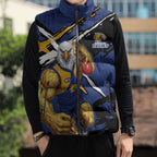West Coast Eagles Sleeveless Puffer Jacket Eagles Muscular Mascot Graphic - Abstract Paint Splatter Art