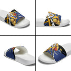 West Coast Eagles Slide Sandals Eagles Muscular Mascot Graphic - Abstract Paint Splatter Art