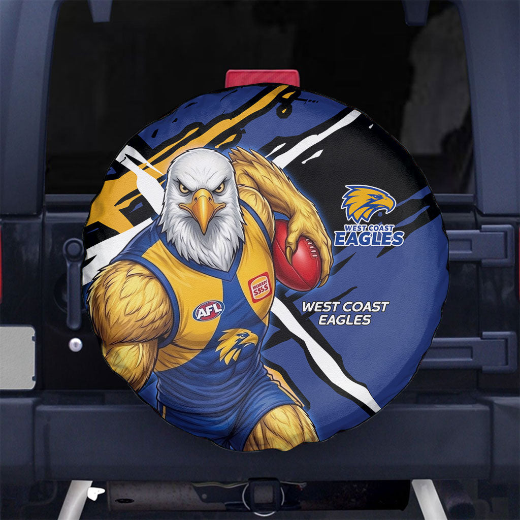 West Coast Eagles Spare Tire Cover Eagles Muscular Mascot Graphic - Abstract Paint Splatter Art