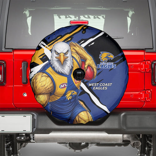 West Coast Eagles Spare Tire Cover Eagles Muscular Mascot Graphic - Abstract Paint Splatter Art