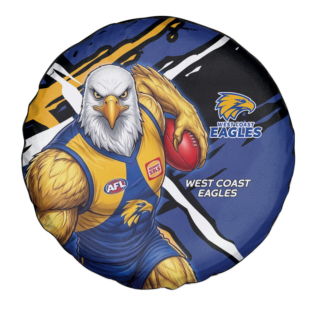 West Coast Eagles Spare Tire Cover Eagles Muscular Mascot Graphic - Abstract Paint Splatter Art