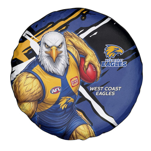 West Coast Eagles Spare Tire Cover Eagles Muscular Mascot Graphic - Abstract Paint Splatter Art
