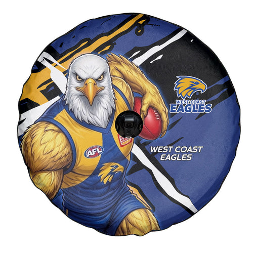 West Coast Eagles Spare Tire Cover Eagles Muscular Mascot Graphic - Abstract Paint Splatter Art