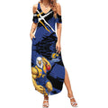 West Coast Eagles Summer Maxi Dress Eagles Muscular Mascot Graphic - Abstract Paint Splatter Art