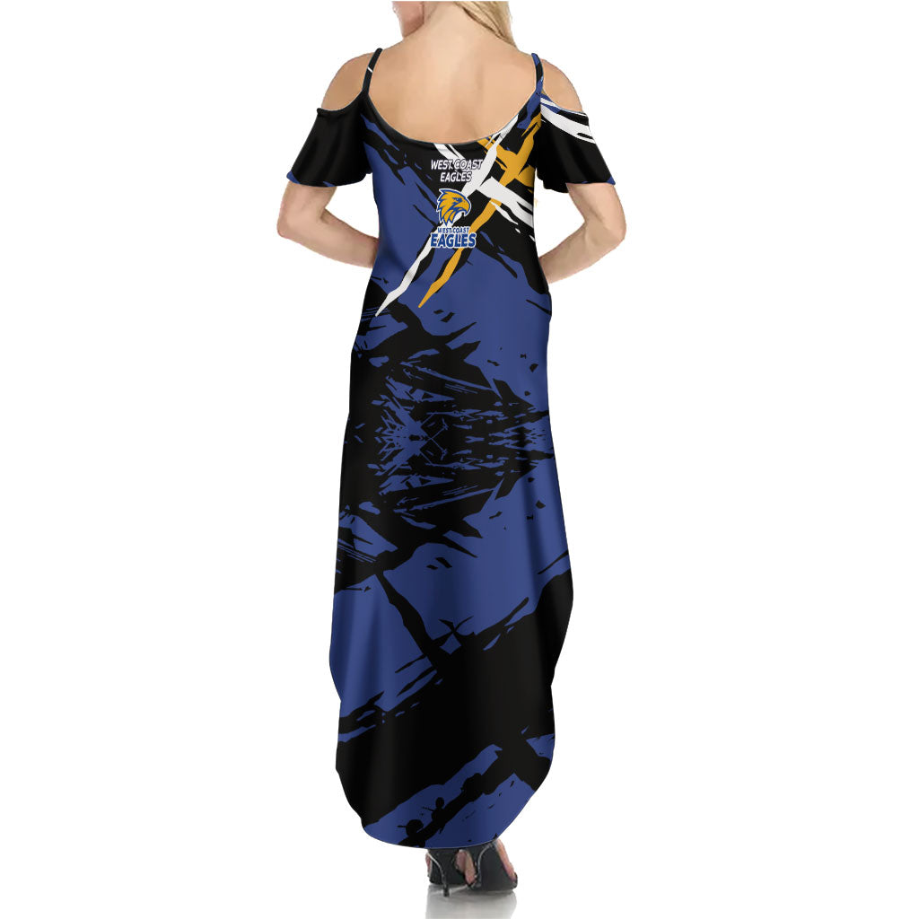 West Coast Eagles Summer Maxi Dress Eagles Muscular Mascot Graphic - Abstract Paint Splatter Art