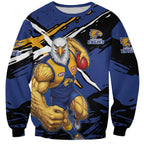 West Coast Eagles Sweatshirt Eagles Muscular Mascot Graphic - Abstract Paint Splatter Art