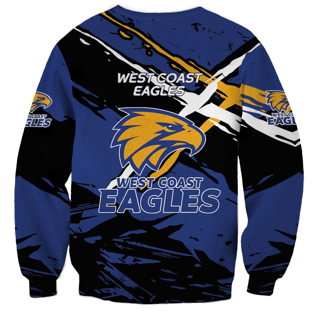 West Coast Eagles Sweatshirt Eagles Muscular Mascot Graphic - Abstract Paint Splatter Art