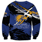 West Coast Eagles Sweatshirt Eagles Muscular Mascot Graphic - Abstract Paint Splatter Art